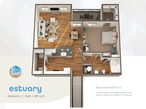 sq. ft. layout of a 1 bedroom apartment